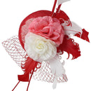 Women Girls Ladies Fashionable Feather Net Fascinator Hat Cap Wedding Prom Party Headband Headpiece Head Accessory Red
