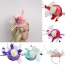 Women Girls Ladies Fashionable Feather Net Fascinator Hat Cap Wedding Prom Party Headband Headpiece Head Accessory Red