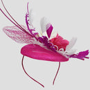 Women Girls Wedding Prom Party Hair Decor Feather Fascinator Flower Net Veil Linen Mini Top Hat Headband Gift Rose Red