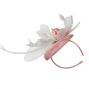 Women Girls Wedding Prom Party Hair Decor Feather Fascinator Flower Net Veil Linen Mini Top Hat Headband Gift Pink