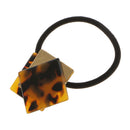 Girls Ladies Acrylic Metal Strong Elastic Square Shape Leopard Print Hair Band Head Accessory Dark Brown