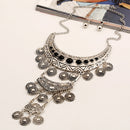 Retro Tassel Necklace Jewerlly Set Statement Bib Choker Bohemian Coin