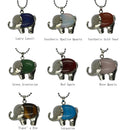 Vintahe Ethnic Healing Chakra Green Aventurine Gemstone Elephant Pendant Necklace Long Chain Jewelry