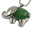 Vintahe Ethnic Healing Chakra Green Aventurine Gemstone Elephant Pendant Necklace Long Chain Jewelry
