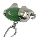 Vintahe Ethnic Healing Chakra Green Aventurine Gemstone Elephant Pendant Necklace Long Chain Jewelry