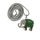 Vintahe Ethnic Healing Chakra Green Aventurine Gemstone Elephant Pendant Necklace Long Chain Jewelry