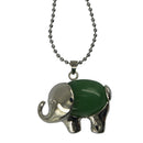 Vintahe Ethnic Healing Chakra Green Aventurine Gemstone Elephant Pendant Necklace Long Chain Jewelry