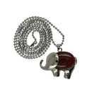 Vintage Healing Chakra Red Agate Gemstone Elephant Pendant Necklace Long Chain Jewelry