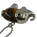 Healing Chakra Tigers Eye Gemstone Elephant Pendant Necklace Long Bead Chain