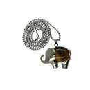 Healing Chakra Tigers Eye Gemstone Elephant Pendant Necklace Long Bead Chain