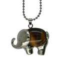 Healing Chakra Tigers Eye Gemstone Elephant Pendant Necklace Long Bead Chain