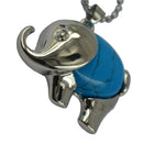Healing Chakra Turquoise Gemstone Elephant Pendant Necklace Long Bead Chain