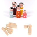 Set of 5Pcs Wooden Peg Dolls People Peg Dolls Wooden Family DIY Crafts Cake Topper
