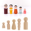 Set of 5Pcs Wooden Peg Dolls People Peg Dolls Wooden Family DIY Crafts Cake Topper