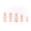 Set of 5Pcs Wooden Peg Dolls People Peg Dolls Wooden Family DIY Crafts Cake Topper