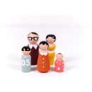 Set of 5Pcs Wooden Peg Dolls People Peg Dolls Wooden Family DIY Crafts Cake Topper