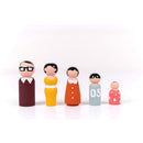 Set of 5Pcs Wooden Peg Dolls People Peg Dolls Wooden Family DIY Crafts Cake Topper