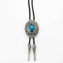 Vintage MenÂ’s Bolo tie South West Indian Tribal Turquoise Center Bola Tie