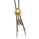 Western Hat Feathers Tie Rope Cowboy Alloy Bronze Necktie Vintage Bolo Tie