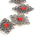 Women Jewelry Alloy Accessories Retro Hollow Red Pendant Chain Necklace