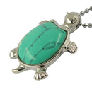 Chakra Green Turquoise Silver Turtle Pendant Necklace Chain Sweater Necklace