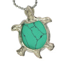Chakra Green Turquoise Silver Turtle Pendant Necklace Chain Sweater Necklace
