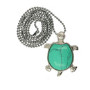 Chakra Green Turquoise Silver Turtle Pendant Necklace Chain Sweater Necklace
