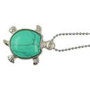 Chakra Green Turquoise Silver Turtle Pendant Necklace Chain Sweater Necklace
