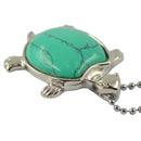 Chakra Green Turquoise Silver Turtle Pendant Necklace Chain Sweater Necklace