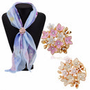 Flowers Crystal Rhinestones Scarf Buckle Brooch Pin Holder Scarf Jewellery for Women