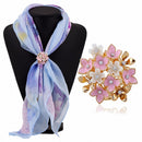 Flowers Crystal Rhinestones Scarf Buckle Brooch Pin Holder Scarf Jewellery for Women