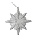 Glitter Diamond Snowflake Christmas Tree Hanging Charms Home Decor Ornaments Silver Pack Of 10PCS