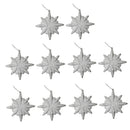 Glitter Diamond Snowflake Christmas Tree Hanging Charms Home Decor Ornaments Silver Pack Of 10PCS