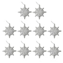 Glitter Diamond Snowflake Christmas Tree Hanging Charms Home Decor Ornaments Silver Pack Of 10PCS