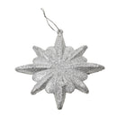 Glitter Diamond Snowflake Christmas Tree Hanging Charms Home Decor Ornaments Silver Pack Of 10PCS
