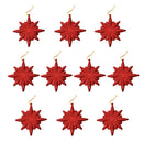 Glitter Diamond Snowflake Christmas Tree Hanging Charms Home Decor Ornaments Red Pack Of 10PCS