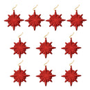 Glitter Diamond Snowflake Christmas Tree Hanging Charms Home Decor Ornaments Red Pack Of 10PCS