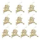 Glitter Reindeer Shape Christmas Tree Hanging Charms Home Decor Ornaments Gold Pack Of 10PCS