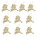 Glitter Reindeer Shape Christmas Tree Hanging Charms Home Decor Ornaments Gold Pack Of 10PCS