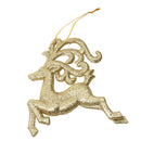 Glitter Reindeer Shape Christmas Tree Hanging Charms Home Decor Ornaments Gold Pack Of 10PCS
