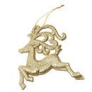 Glitter Reindeer Shape Christmas Tree Hanging Charms Home Decor Ornaments Gold Pack Of 10PCS
