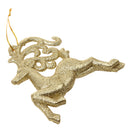 Glitter Reindeer Shape Christmas Tree Hanging Charms Home Decor Ornaments Gold Pack Of 10PCS