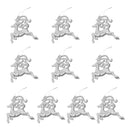 Glitter Reindeer Shape Christmas Tree Hanging Charms Home Decor Ornaments Silver Pack Of 10PCS