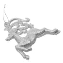 Glitter Reindeer Shape Christmas Tree Hanging Charms Home Decor Ornaments Silver Pack Of 10PCS