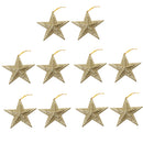 Glitter Star Shape Christmas Tree Hanging Charms Home Decor Ornaments Gold Pack Of 10PCS