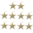 Glitter Star Shape Christmas Tree Hanging Charms Home Decor Ornaments Gold Pack Of 10PCS