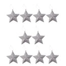 Glitter Star Shape Christmas Tree Hanging Charms Home Decor Ornaments Silver Pack Of 10PCS