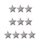 Glitter Star Shape Christmas Tree Hanging Charms Home Decor Ornaments Silver Pack Of 10PCS