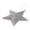 Glitter Star Shape Christmas Tree Hanging Charms Home Decor Ornaments Silver Pack Of 10PCS