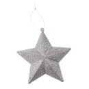 Glitter Star Shape Christmas Tree Hanging Charms Home Decor Ornaments Silver Pack Of 10PCS
